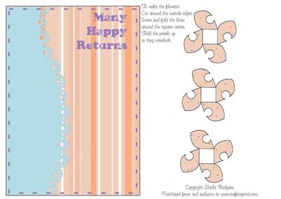 Folded Flower Card - Peach Spotted Flowers