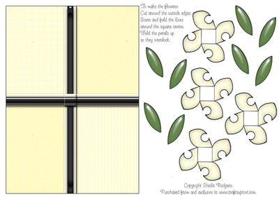 Folded Flower Card - Cream Flowers