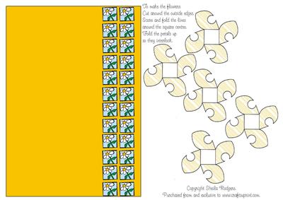Folded Flower Card - Yellow Striped Flowers