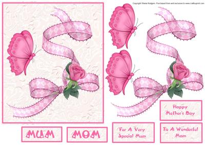 Pink Butterfly Mother Card