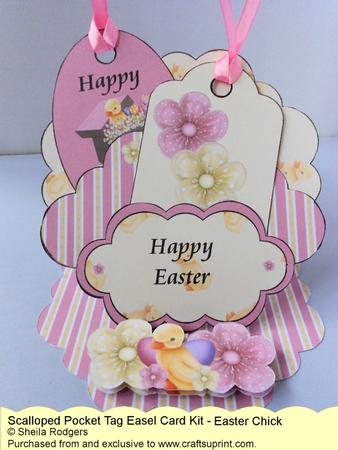 Scalloped Pocket Tag Easel Card - Easter Chick
