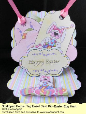 Scalloped Pocket Tag Easel Card - Easter Egg Hunt