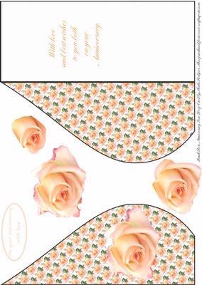 Peach Rose Anniversary Tear Drop Card