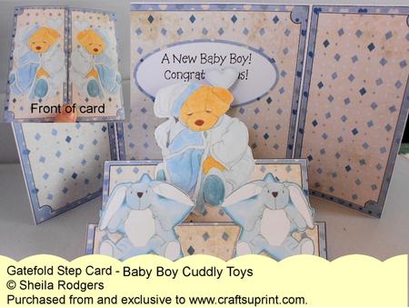 Gatefold Step Card - Baby Boy Cuddly Toys