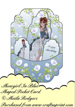 Shaped Pocket Card - Showgirl in Blue