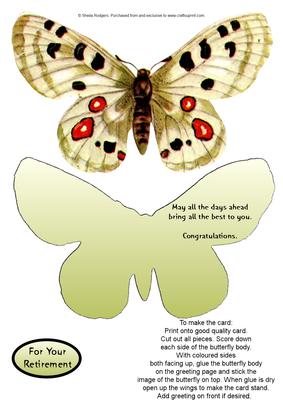 Butterfly Stand Up Card 9 - Retirement
