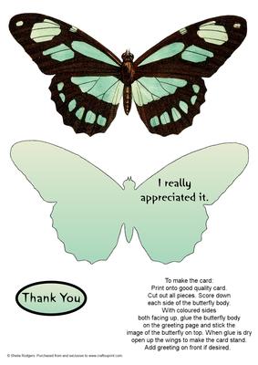 Butterfly Stand Up Card 11 - Thank You