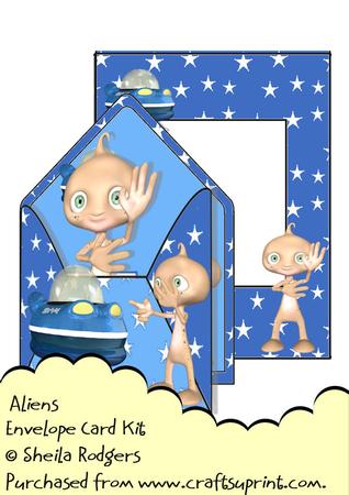 Envelope Card Kit - Aliens