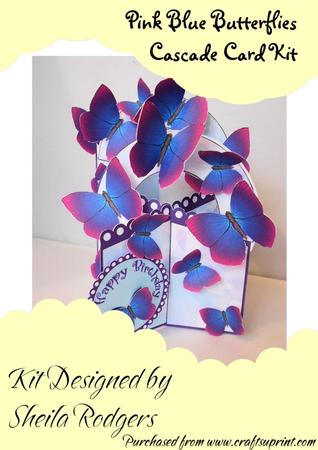 Pink Blue Butterflies Cascade Card Kit