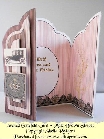 Arched Gatefold Card - Male Brown Striped