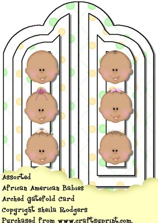 Arched Gatefold Card - Assorted African American Babies
