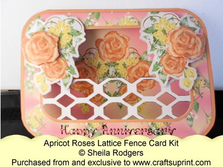 Lattice Fence Card - Apricot Roses