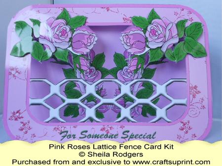 Lattice Fence Card - Pink Roses