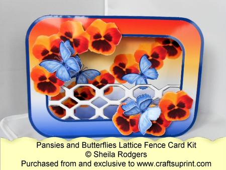 Lattice Fence Card - Pansies and Butterflies