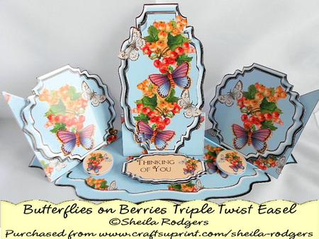 Triple Twist Easel Card - Butterflies on Berries
