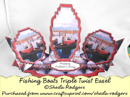 Triple Twist Easel Card - Fishing Boats