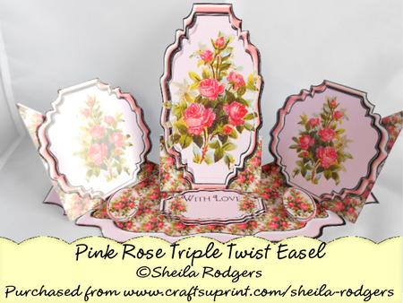 Triple Twist Easel Card - Pink Rose