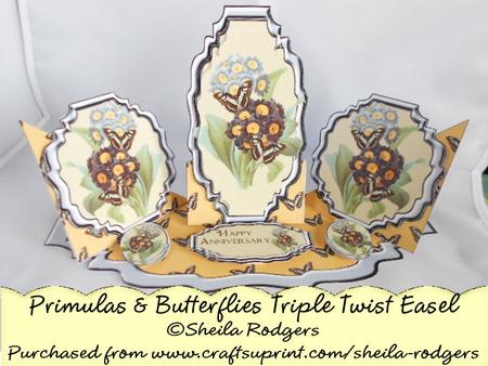 Triple Twist Easel Card - Primulas & Butterflies