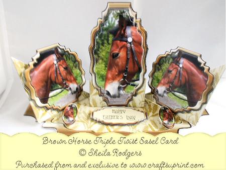 Triple Twist Easel Card - Brown Horse