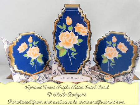 Triple Twist Easel Card - Apricot Roses