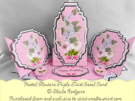 Triple Twist Easel Card - Pastel Flowers