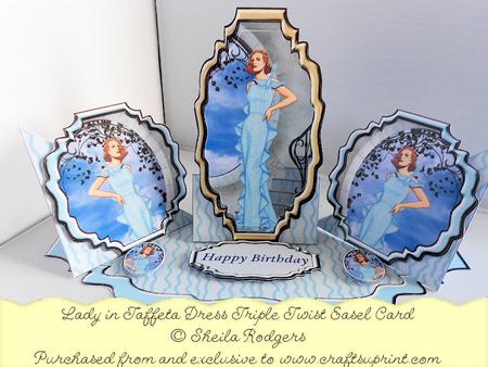 Triple Twist Easel Card - Lady in Taffeta Dress