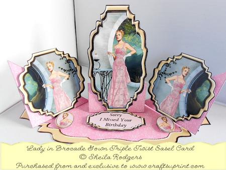 Triple Twist Easel Card - Lady in Brocade Gown