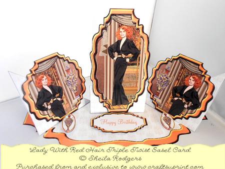 Triple Twist Easel Card - Lady with Red Hair