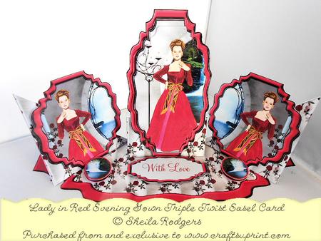 Triple Twist Easel Card - Lady in Red Evening Gown