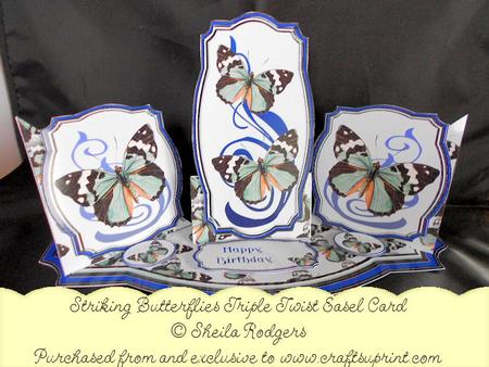 Triple Twist Easel Card - Striking Butterflies