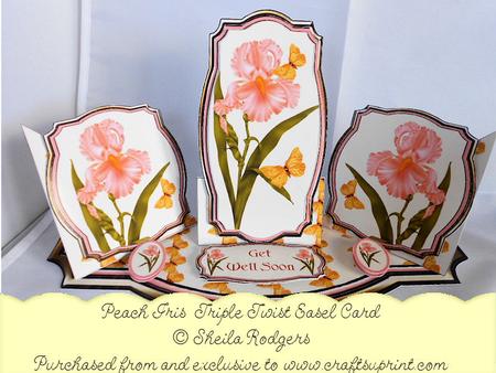 Triple Twist Easel Card - Peach Iris