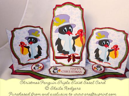 Triple Twist Easel Card - Christmas Penguin