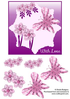 Pink Floral Butterfly