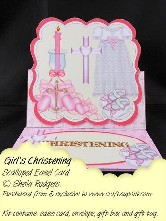 Scalloped Easel Card - Girl's Christening