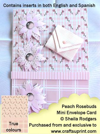 Mini Envelope Card - Peach Rosebuds (with Spanish)