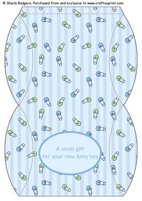 Baby Boy Nappy Pin Pillow Box - English