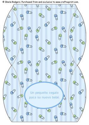 Baby Boy Nappy Pin Pillow Box - Spanish