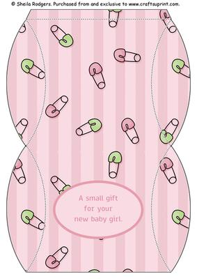 Baby Girl Nappy Pin Pillow Box - English