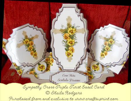 Triple Twist Easel Card - Sympathy Cross