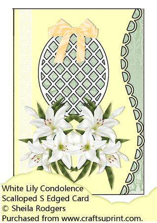 Scalloped S Edged Card - White Lily Condolence