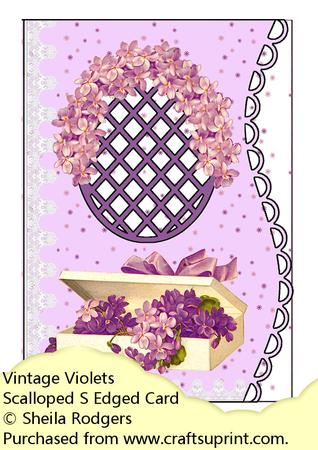 Scalloped S Edged Card - Vintage Violets