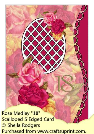 Scalloped S Edged Card - Rose Medley "18"