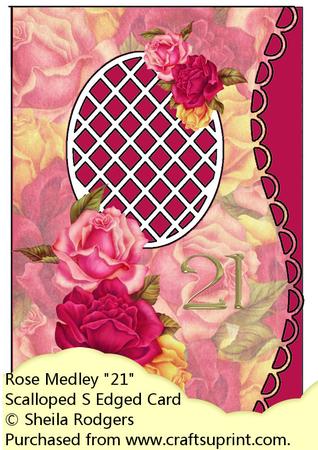 Scalloped S Edged Card - Rose Medley "21"