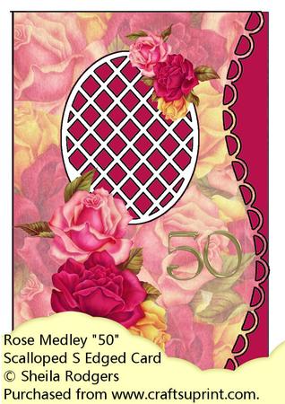 Scalloped S Edged Card - Rose Medley "50"