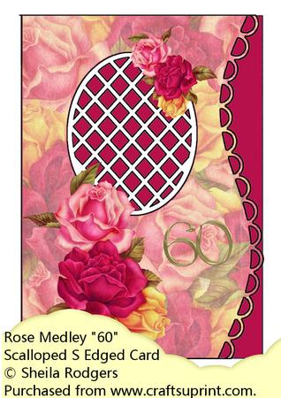 Scalloped S Edged Card - Rose Medley "60"