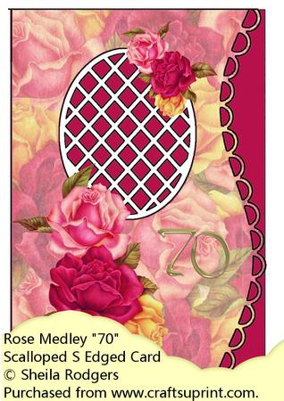 Scalloped S Edged Card - Rose Medley "70"