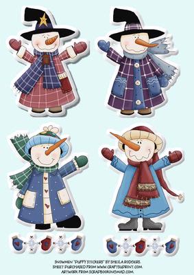 Snowmen "puffy Stickers"