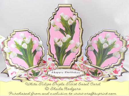 Triple Twist Easel Card - White Tulips
