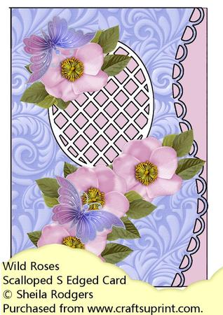 Scalloped S Edged Card - Wild Roses