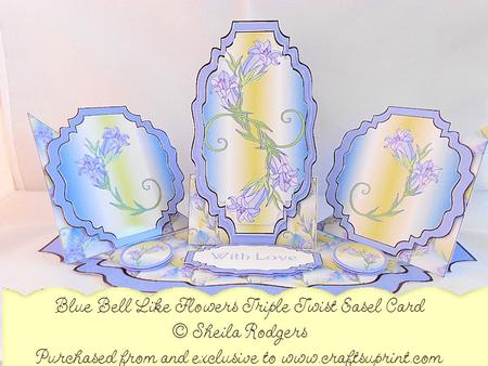 Triple Twist Easel Card - Blue Bell Like Flowers